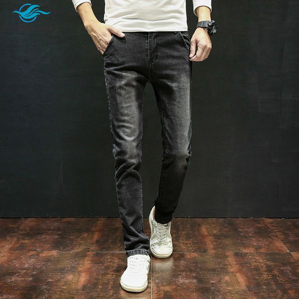 

autumn fashion denim pants man korean style solid color slim fit retro jeans business casual large size comfortable jean trouser, Blue