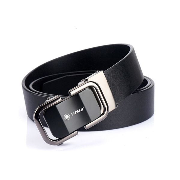 

button layer automatic men's leather toothless casual formal jeans lengthened belt, Black;brown