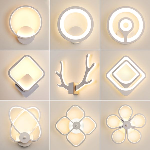

2021 new led wall modern living room bedroom bedside white creative antlers circular aisle corridor indoor light fixtures lrad