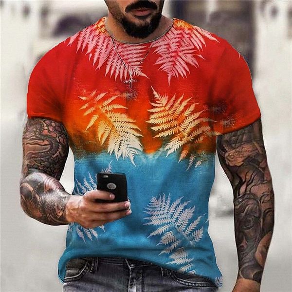 

men's t shirt 3d print graphic tie dye leaves crew neck daily sports print short sleeve casual classic designer big and tall red z0xs#, White;black