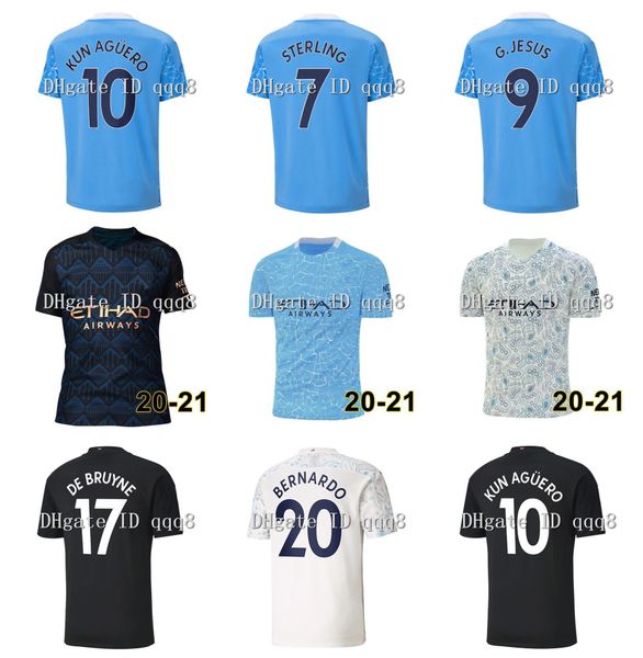 

20-21 manchester city soccer jerseys g. jesus sterling ferran de bruyne kun aguero football shirts men kids customized name number, Black;yellow