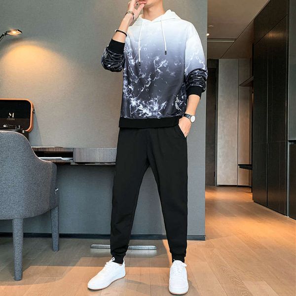 

new men's sweater spring and autumn youth hooded sports suit, Gray