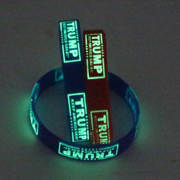 

2020 make america great bracelet silicone rubber luminous wrist band trump supporters bangles cuff mens women jewelry