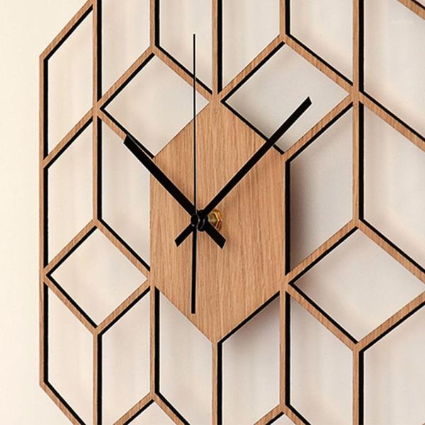 

geometry home decor battery operated bedroom wall clock bamboo wood gift1