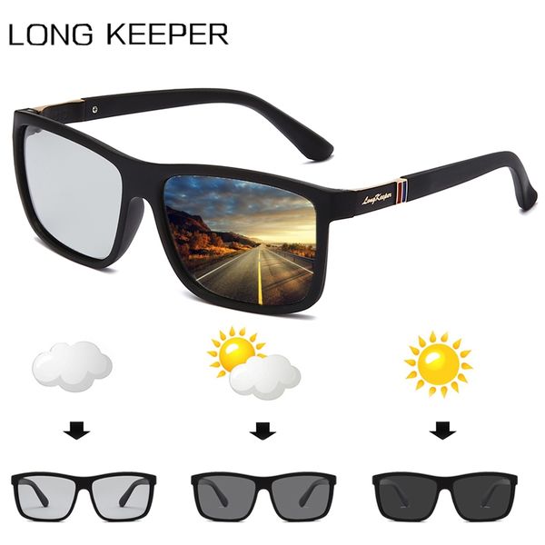 

sunglasses 2021 brand square pochromic men polarized discoloration tr90 glasses male sports driving goggles lentes sol hombre, White;black