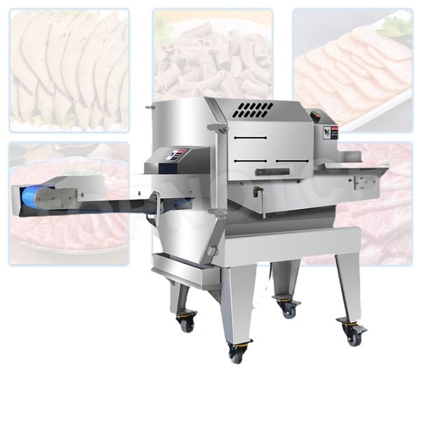 Коммерческий стейк, нарезка машины лезвие мяса для мяса, приготовленный мясной слайсер