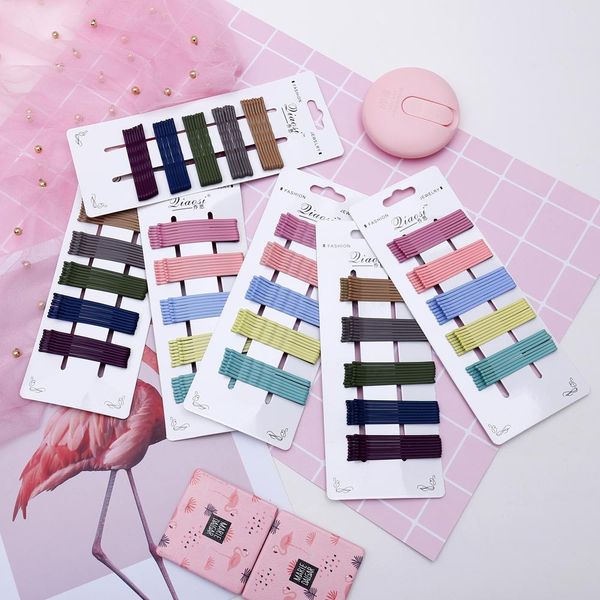 

40pcs девочка аксессуары для волос смешивания цветов женщины зажим для волос смазливой пин с волнистой плоского зажимом декоративной заколко, Black;brown