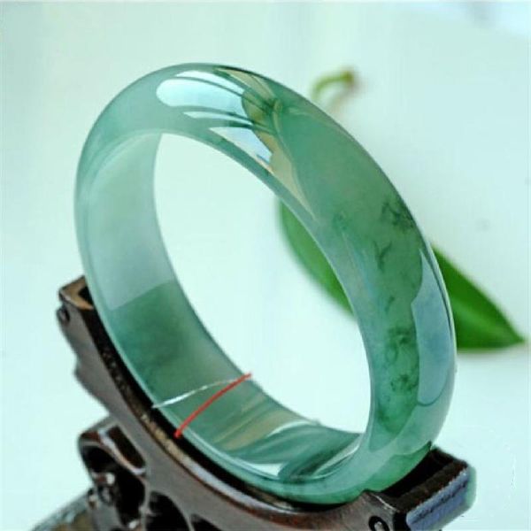 Bangle Natural Burmese Jade Jadeite Waxy браслет женский Ян зеленый плавающий цветок