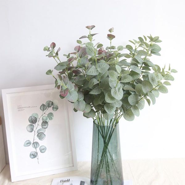 

искусственные листья ветвь ретро зеленый шелковый eucalyptus лист для домашнего декора свадебные растения искусственная ткань лиственна комн
