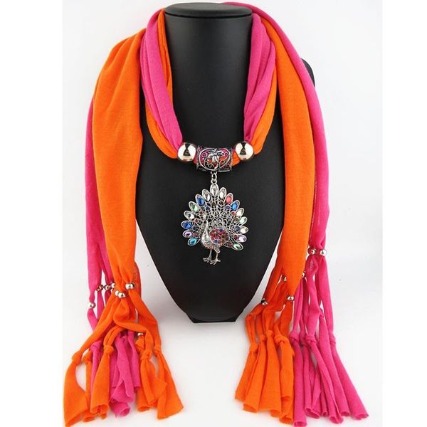 

runmeifa pendants necklaces scarf women iron alloy peacock acrylic pendant scarf accessories scarf 18040 jllidd carshop2006, Blue;gray