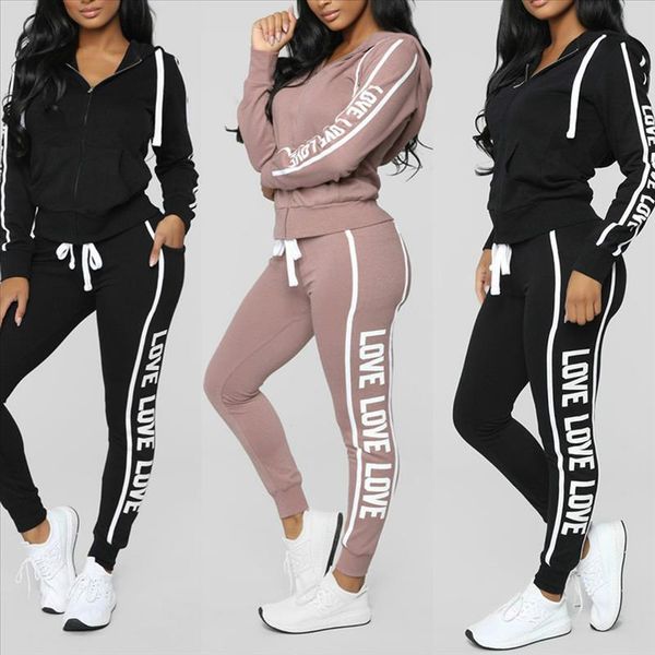 

2 piece set women hoodies pant clothing set warm clothes ladies solid tracksuit women pants suit female, Gray
