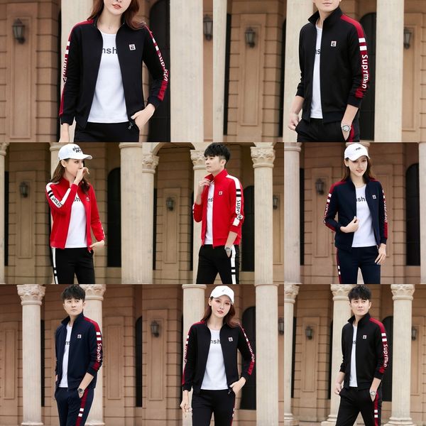 

kxxsx casual suit men's autumn 2019 couple sportswearnew loose women's sportswear sports three-piece spring suit autumn sportswear, Gray