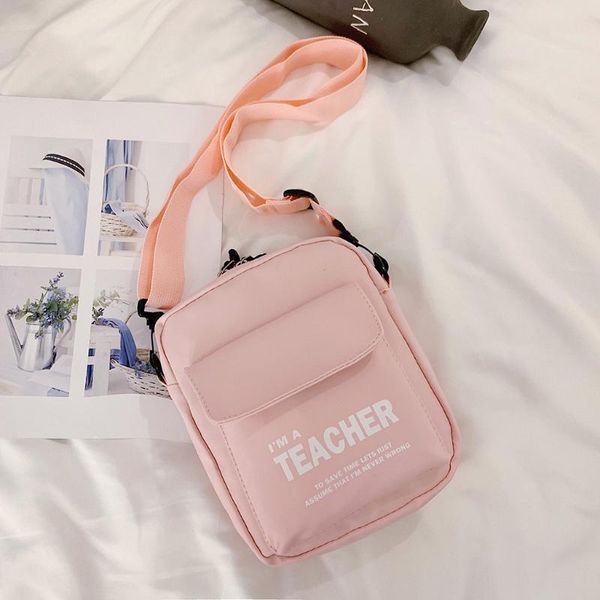 

nylon letter print mini crossbody bags for women coin purse teenager girls casual zipper phone bag carteras de lona para mujeres