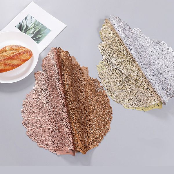 

leaf shape table mats pvc hollowing out heat insulation western food pads l prevent slip placemat 3 7bl l1