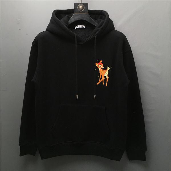 

new 2021 men eyes deer flower hoodies hoody hooded sweatshirts veet drake thick fleece street hip hop cotton #c62 3306, Black
