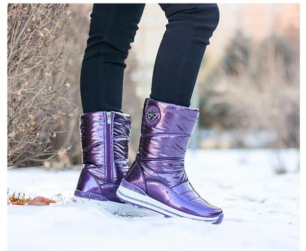 

women boots 2020 new arrivals waterproof thick fur winter shoes slip-resistant women platform snow boots -40 n5632, Black