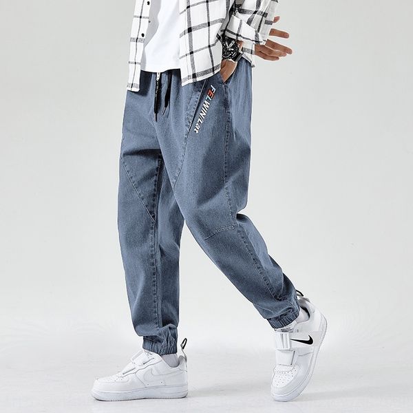 

opspx trendy men's size fattening in autumn plus jeans loose leggings trendy fat jeansjeans casual and pants men's casual jeanspan, Blue