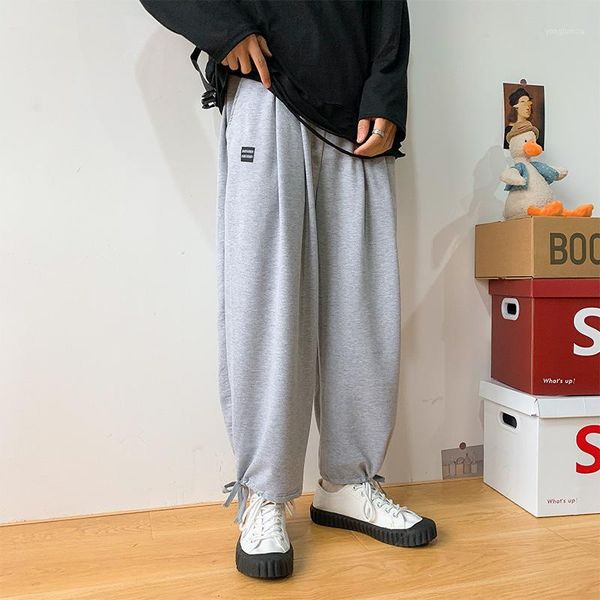 

pants men solid simple all match mens korean style new trendy males loose leisure sweatpants men clothing trousers1, Black