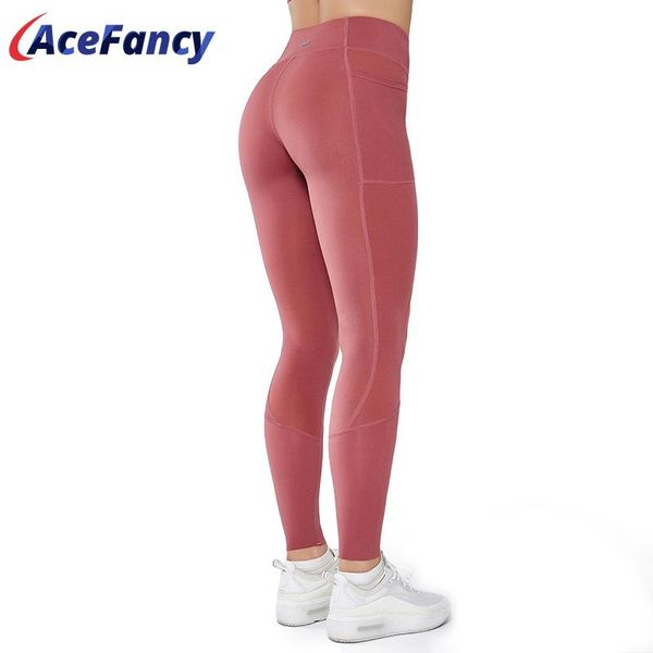 

yoga outfits seamless gym leggings acefancy sport pants anti-sweat women with pocket t1903 elastic sports wear for, White;red