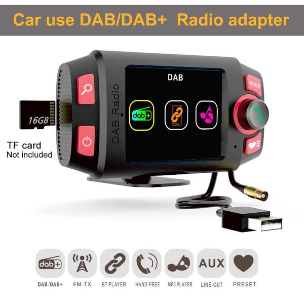 MP4-Player Mini DAB + Digitalradio-Empfänger Bluetooth-Player FM-Transmitter mit 2,4-Zoll-Bildschirm MP3-Musik Autozubehör