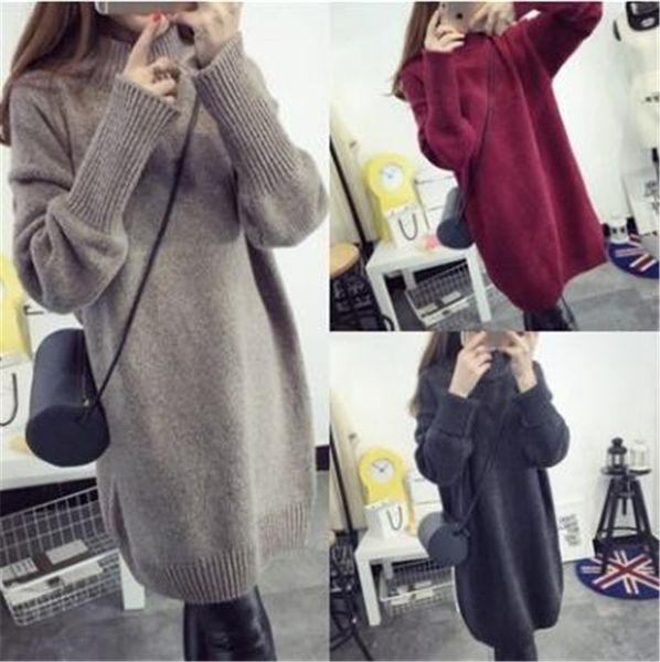

new t-shirt sweater simple fashion high neck sweater in autumn winter 2019 korean loose large size student medium long casual t-shirt 7du09, White;black