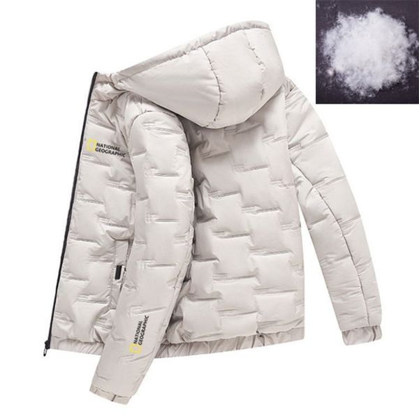 

winter fashion men's down jacket brand thermal trendy hooded zipper 220105, Black