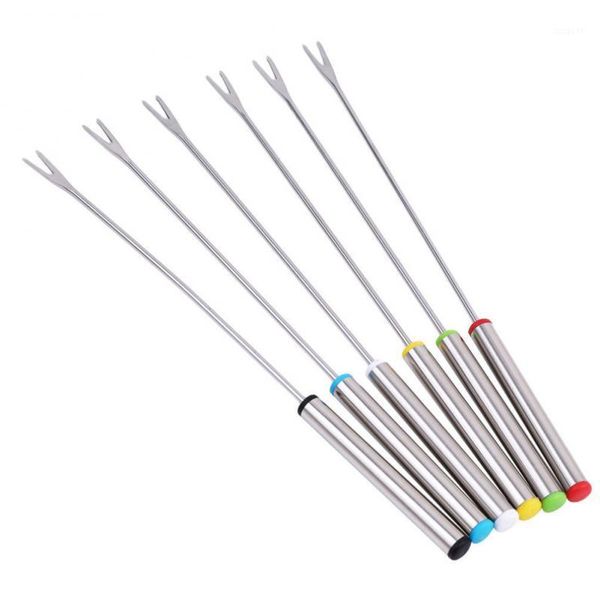

6pcs/set stainless steel chocolate fork pot forks cheese fruit dessert fork fondue melting skewer kitchen tools