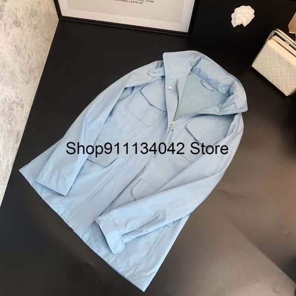 

2021 new ladies fashion long sleeve lapel windbreaker jacket 1026, Tan;black