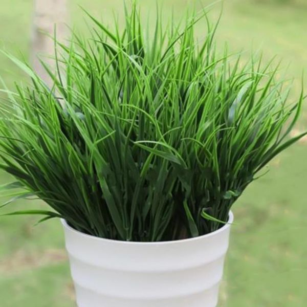 

decorative flowers & wreaths wedding home decoration clover plants table decors 7-fork green imitation plastic artificial grass leaves plant