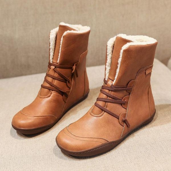 

2020 new women boots winter plush ankle waterproof warm snow boots platform keep with thicken fur heels botas mujer femme, Black