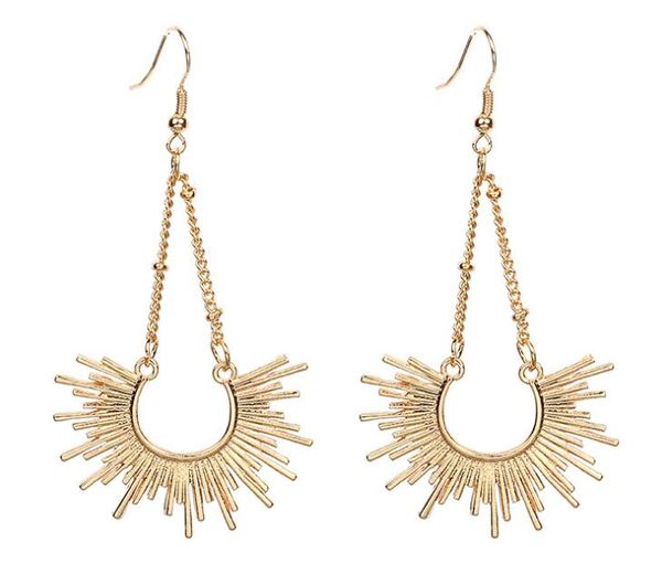 

european and american fashion jewelry simple long bohemian female exaggerated popular earrings, Golden