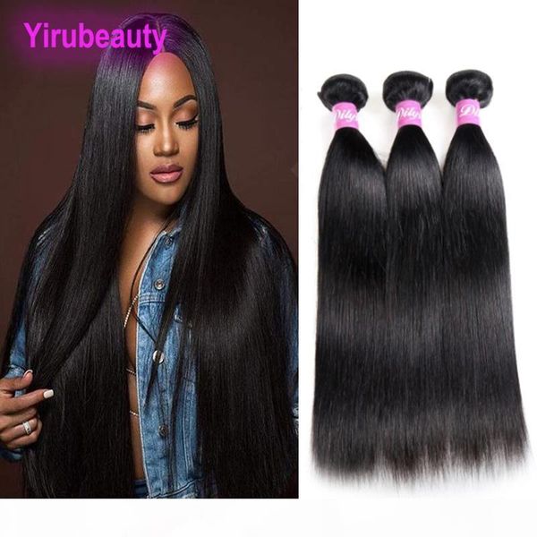 

malaysian unprocessed mink human hair 30-40inch straight smooth yirubeauty hair extensions natural color straight remy virgin hair weaves, Black