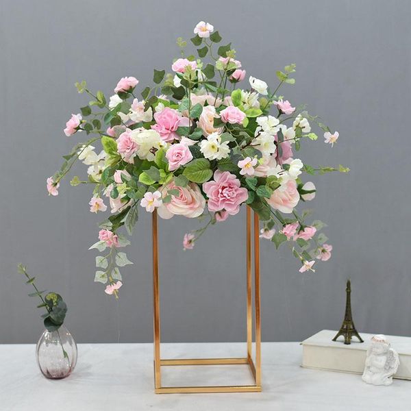 

decorative flowers & wreaths electroplated iron geometry stand artificial flower wedding centerpieces table floral road guide backdrop stage