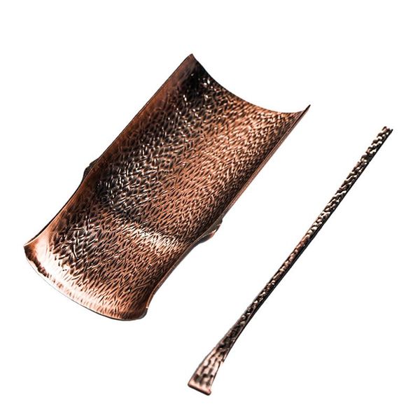 

японский чай держатель с spoon set ручной работы из алюминиевого сплава чай лопата совок кунг-фу teaware аксессуары tieguanyin держатель дек