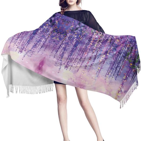 

women winter scarf oil painting purple artistic men cashmere scarves neck warm lady shawls wraps female echarpe, Blue;gray