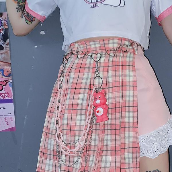 

2 colors new cute mini women skirt harajuku kawaii lace plaid stitching loli female sweet black pink pleated skirt mujer
