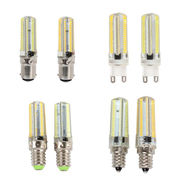 Dimmbare LED-Lampen, 15 W, E11/E12/E14/E17/G4/G9/BA15D, 3014 SMD, 152 LEDs, Droplight, Silikonkörper, Lampe, AC 220 V, 110 V, Kristall-Kronleuchter-Licht