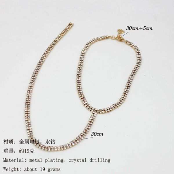 

hollow row double jewelry neck diamond crystal long necklace ladya9k4w7bc, Silver