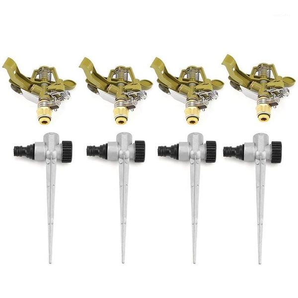

watering equipments 4pcs metal pulsating sprinkler 360 degree rotation lawn sprinklers with spike for garden irrigation system1