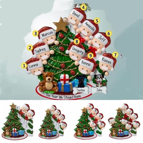 

2020 рождество кулон семья 2-9 руки sanitized xmas tree diy имя blessing висячие украшения рождественского подарка украшения ljjp576