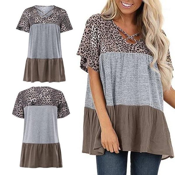 

blouses women clothing casual leopard print short sleeve streetwear shirts for female clothing blouse1, White