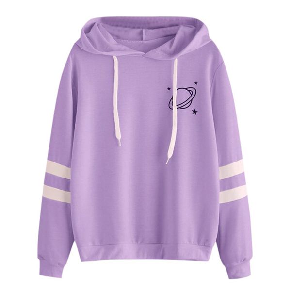 

korean planet printed sweatshirt hoodie drawstring hooded long sleeve womens sweatshirt dhoody ropa juvenil mujer sweetshirt lj201102, Black