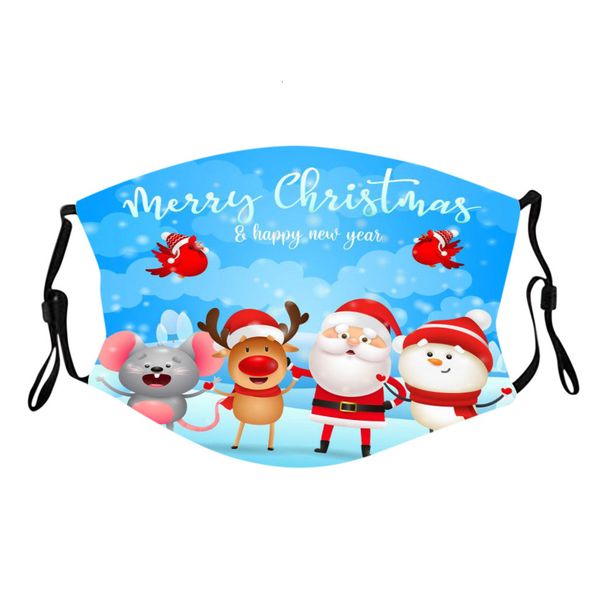 

kids child christmas reusable masks 3d print santa claus party fun protective mouth xmas face mask mark fabric