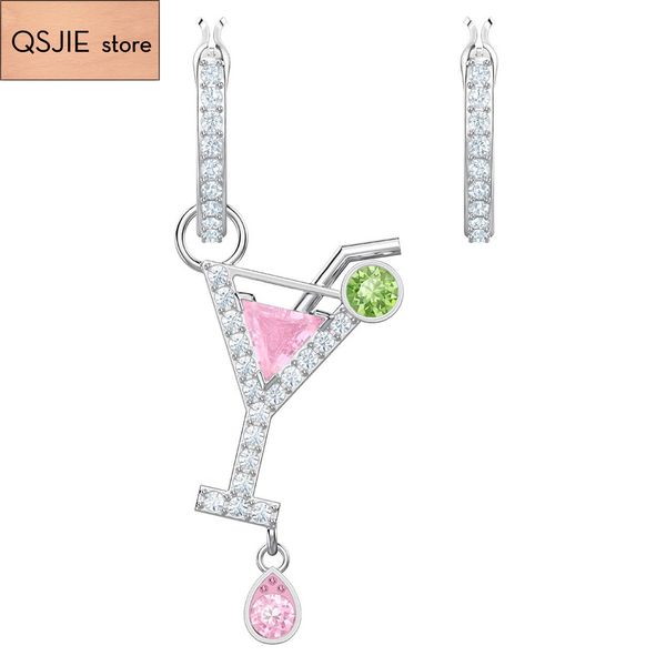 

qsjie swa new cocktail pierced earrings, bright cocktail pendant, female romantic earrings charming fashion jewelry, Golden;silver