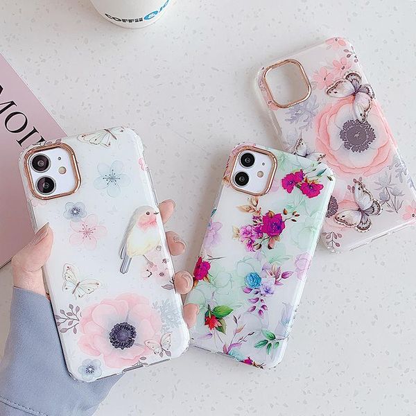 

урожай цветок бабочка телефона чехол для iphone se2020 11pro max xr xs max x-8 plus сгущает soft imd задней стороны обложка yxlaow cases2010