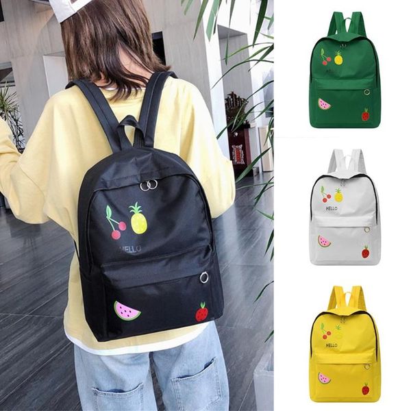 

classic women backpack waterproof ladies fruit print backpack large capacity zip pocket sac a dos femme #ew