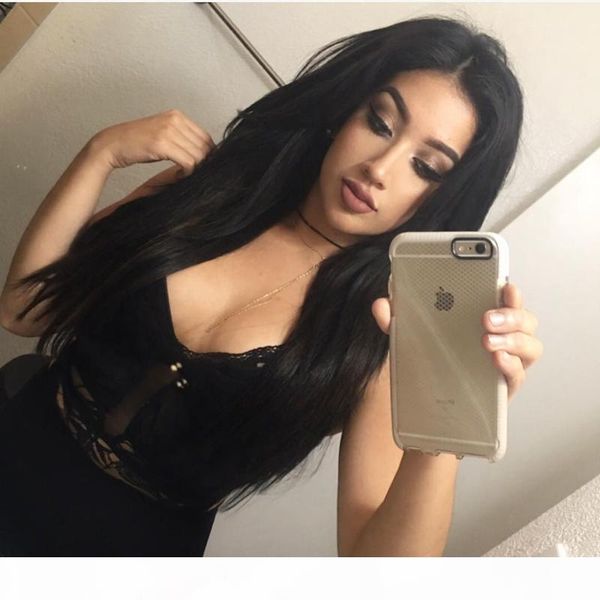 

8a brazilian silk base lace front human hair long wigs for black women silky straight silk glueless full lace wigs 130 density, Black;brown