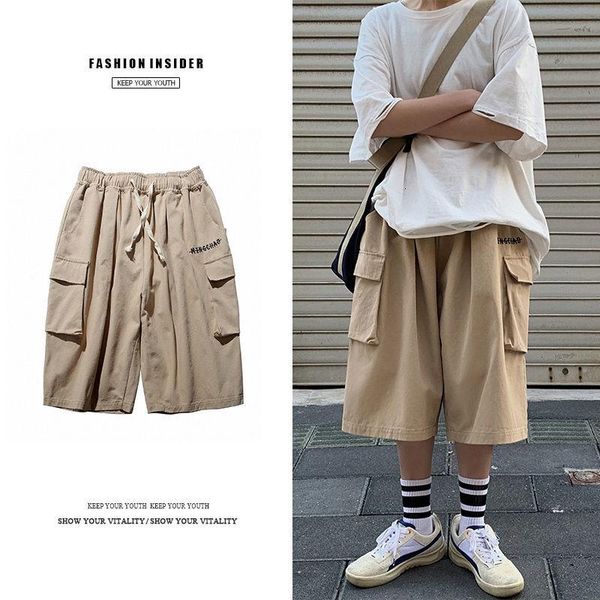 

neploha men's korean wide leg pants man harajuku straight cargo pants 2021 fashion casual oversize calf-length, Black