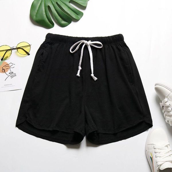 

women summer sport shorts drawstring elastic waist loose workout running solid color beach casual boardshorts1, White;black