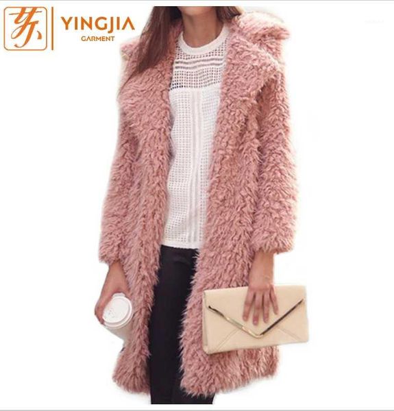 

winter selling women long coat new plush coat for female 2019 new lapel furry long1, Black